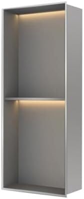 RhLLvJ Stainless Steel LED Wall Niche Shower Light - Waterproof Recessed Organizer Shelf Caddy Grey