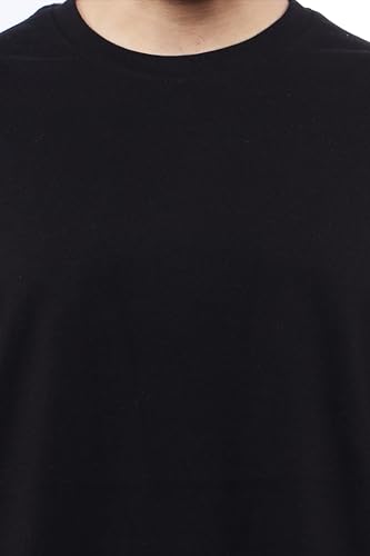 Image of WILD ELEPHANT Oversize t Shirt Solid Self Design Tshirt for Men | Men Drop Shoulder Tshirts | Fit Men Tshirt Men's Round Neck Cotton Blend Tshirt
