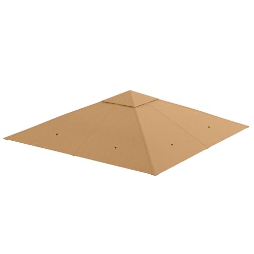 Outsunny Techo de Repuesto para Cenador, 3x3 m, Cubierta de Repuesto con 8 Orificios de Drenaje, Ventilación y Protección UV, Solo Toldo de Recambio para Pabellón Gazebo, Beige