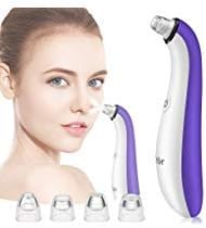 Dollve Blackhead Remover Electric Facial Pore Cleaner with 4 Multi-Functional Probe – Rechargeable Vacuum Blackhead Suction Extractor Tool (purple)