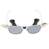 LIFKOME Cow Sunglasses Kids Farm Animal Eyeglasses 3d Funny Rectangle Birthday Party Glasses for Women Men Trendy Retro Fashion Sunglasses Photo Booth Props