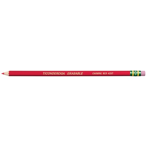 Image of Ticonderoga Erasable Checking Wood-Cased Pencils, Pre-Sharpened, Red, 12 Count | Red, 12 Count, Teacher Correcting, with High Quality Eraser