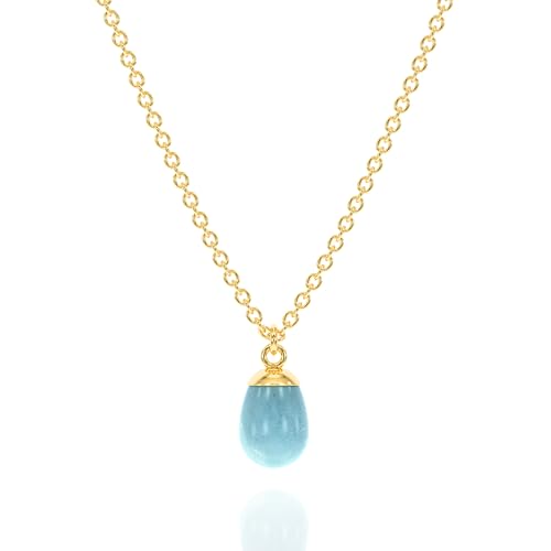 ABSHEL Aquamarine Necklace for Women, Premium Gold Drop Chain Necklace
