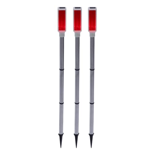 NUOBESTY Luces Solares para Exterior Resistentes al Agua Impactos, 3 Piezas, Luz LED Intermitente Roja con Carcasa Roja para Señalización y Marcadores de Entrada en Jardín y Carretera