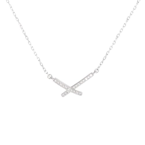 Collier croix diamant en argent pour femme avec chaîne tendance et design créatif