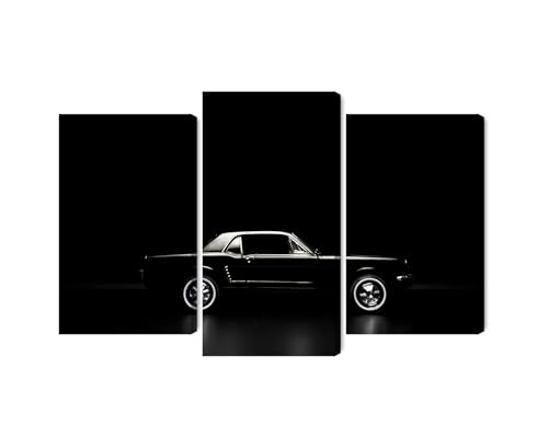 Tableau sur toile salon voiture rétro noire grand format déco murale pour chambre et entrée