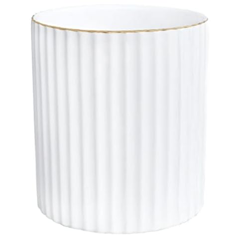 CROWNOS Pen Holder for Desk, Ceramic Pencil Cup Office Desk Organizer, Makeup Brush Holder, White Cover