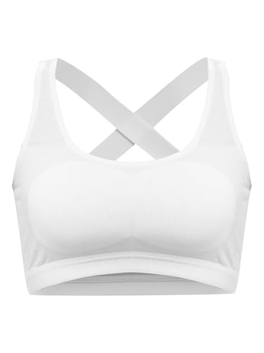 Hansber Kids Girls' Sleeveless Removable Chest Pads Athletic Sports Bra Yoga Gymnastics Workout Cami Top