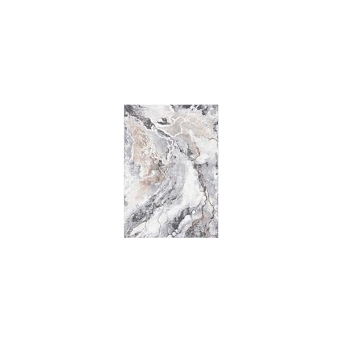 Tapete decorativo moderno 10x14 pies gris y beige miniatura 1