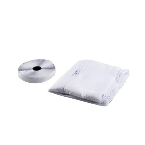 Generisch Aire Acondicionado Móvil Sellado Tela Cremallera Red de Alta Transmitancia para Manguera de Ventilación Protección Cubierta Paño Separación de Espacio (Blanco, 5M)