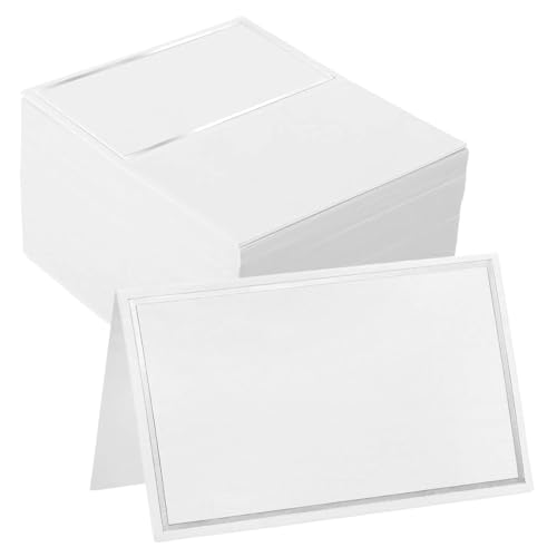 50 pezzi Segnaposto Bianchi, Bianco con Bordo Doargento, Carta da Tavolo Bianchi Cartellini Segnaposto, per matrimonio, per comunione, compleanno, festival, feste, battesimo