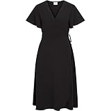 vestido wrap mango Vestido envolvente sostenible Vila VILOVIE S/S Wrap Midi Dress/SU-Noos Vestido, Negro, 38 para Mujer
