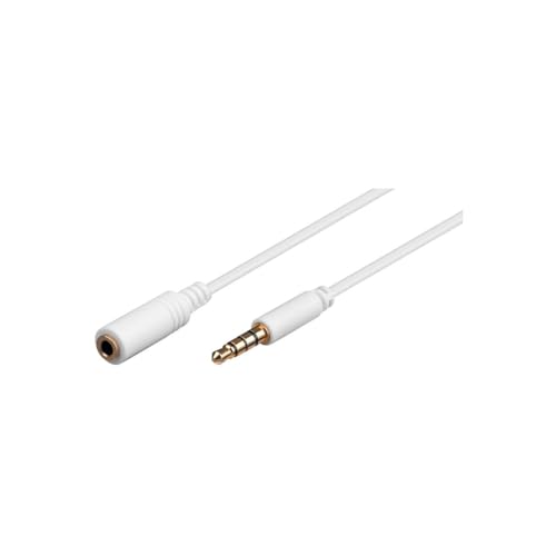 Goobay 62363 Câble de Rallonge Audio et pour Casque AUX, 4 Pôles, 3.5 mm Slim, CU, 3 m Longueur de Câble
