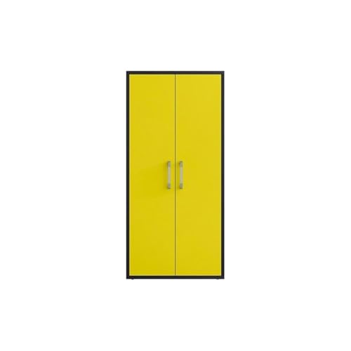 Image of Manhattan Comfort Eiffel 73.43 inch Garage Cabinet with 4 Adjustable Shelves, Ideal Home Storage for Office, Laundry or Utility Room, Set of 3, Yellow