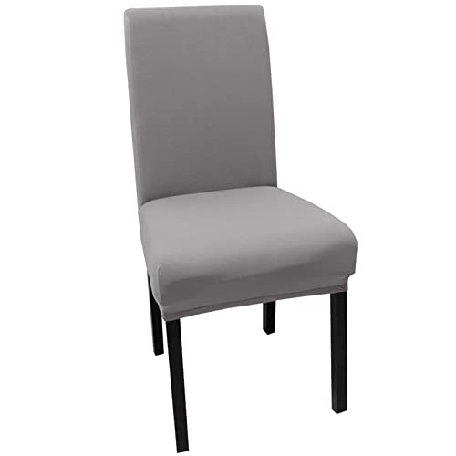 Fundas para Sillas de Comedor Modernas: Diseños y Materiales para Decorar tu Hogar YUNSHANGHE 4 Piezas Fundas para Sillas de Comedor Elásticas Moderno, Lavables Extraíbles Cubiertas para Silla, Comedor Asiento Cubre en Poliéster Spandex para Casero Hotel Comedor Decor (Gris Claro)