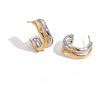 Siaa - Pendientes de aro chapados en oro de 18 quilates de dos tonos para mujer, elegantes mini aros de oro y plata, no se deslustran, ligeros, para uso diario, elegantes y modernos, regalo de