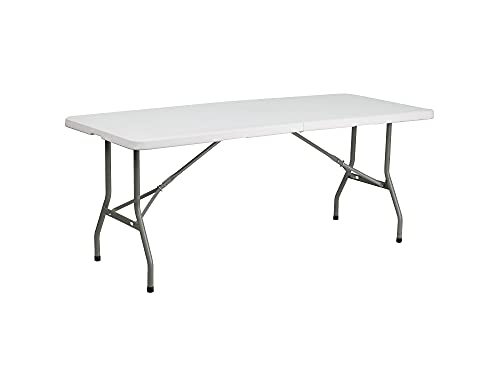 Flash Furniture 30''W x 72''gal Bi-Fold Granite White Plastic Folding Table