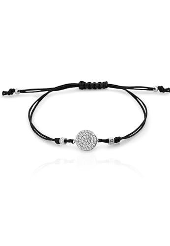 WHITE MOON SLV. Macramé bracelet. Sterling silver and zirconia.