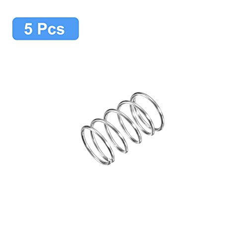 Image of uxcell Compression Spring, 5Pcs 304 Stainless Steel, 10mm OD, 0.8mm Wire Size, 15mm Free Length, Silver Tone