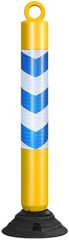 Reflective Plastic Traffic Safety Bollard with Rubber Base, Outdoor Parking Post for Driveways and Roads, Durable Blue Warning Cones for Enhanced Visibility