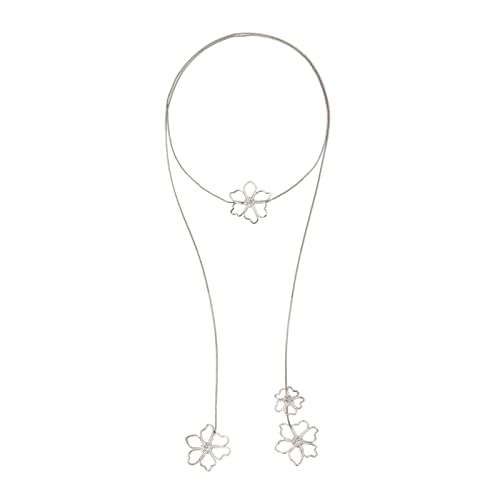 Muloo Vintage Long Metal Chain Flower Pendant Necklace Fashion Luxury