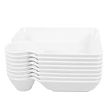 DEARMAMY 8 Stück Teiliges Snackplatten Dip fächern Wiederverwendbares Serviertablett aus Weißem Porzellan Rechteckige Snack Dumpling platten mit Separatem Saucenfach für Partys und