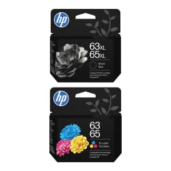 Image of HP 63 CMY /65XL Blk Original Ink Bundle for DeskJet /Envy 2600-5000 Series