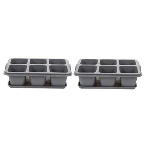 POPETPOP 2pièces Pot De Fleurs Plastique Compartiments Jardinière pour Plantes Succulentes avec Soucoupe Bac De Germination Lot