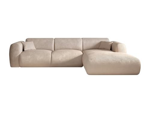 Vente-unique-Großes Ecksofa - Ecke rechts - Samt-Stoff - Beige - POGNI von Maison Céphy – Bild 4