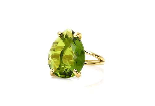 Bague en or 14k et péridot poire éclatant, un bijou de déclaration intemporel