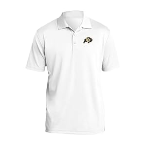 UGP Campus Apparel AP07 – University of Colorado Buffaloes Primary Logo Left Chest Polo – Large – White