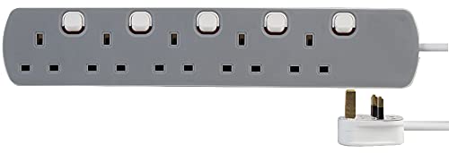 pro elec PEL00574 3 m Surge Protector with 5-Gang Switched Extension Lead, White