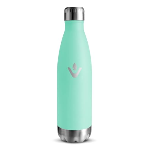 Motswedi Gourde, 500 ml Sans BPA, Gourde Isotherme, à Double Paroi Anti-fuite, Bouteille Isotherme, Inox 18/8, Bouteille, Conservation 12h Chaud / 24h Froid Bleu & Vert
