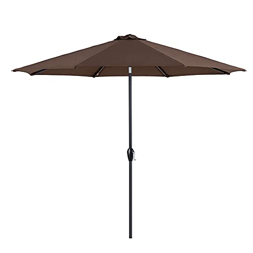 Tempera Patio Umbrella 10-ft Auto-Tilt with Crank Lifting System - Stable Outdoor Umbrella - 8 Steel Ribs - Waterproof and Wind-Resistant - Backyard Sun Shelter-Chocolate Brown Olefin