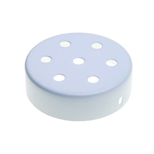 AMARCORDS - Kit Rosone 7 fori per Lampadario in metallo, coprifili per lampada completo di accessori fermacavo viti e staffa da soffitto. Diametro 100mm altezza 35mm colore BIANCO