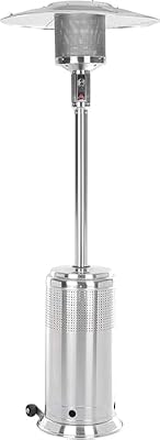 Pro Series Patio Heater with Wheels 50,000 BTU Output Electronic Ignition System Portable Outdoor Propane Heater - Stainless Steel
