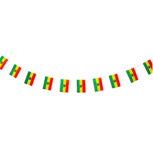 Pandiui23 Bandera Nacional Bolivia 40 unidades, 14 x 21 cm, Verde y Amarillo, para Decoraciones de Bares, Jardines y Eventos 2023