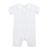 Carriage Boutique Christening Outfits for Boys Shortall Romper - Classic Baby Boy Summer Outfit for Special Occasion, Baby Boy Baptism Outfit, Formal Baby Boy Outfit, 3M