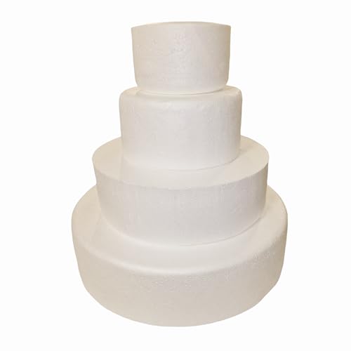 C.X.Y. Styropor-Torte bestehend aus 4 Scheiben Höhe 10 cm, Durchmesser von 40 – 30 – 20 – 15 cm – Geburtstag Gastgeschenk