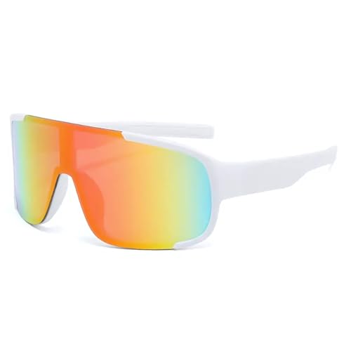 Image of Windproof Wraparound Shield Sports Sunglasses for Men Women Stylish | UV Protected Durable Mirrored Cricket Driving Cycling Riding Goggles | Anti Glare Cooling Shades