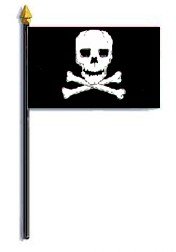 jolly roger pirate flag rayon on staff 4 in. x 6 in.