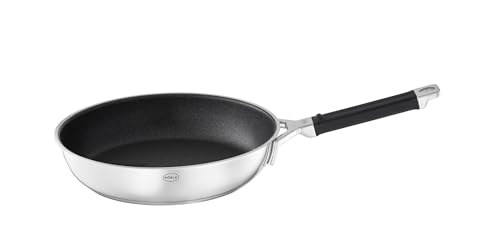 RÖSLE SILENCE PRO Bratpfanne, Pfanne mit kratzfester Premium-Antihaftversiegelung ProResist, Silikongriff, 24 cm, Edelstahl 18/10, induktionsgeeignet, , Silberfarben/Schwarz