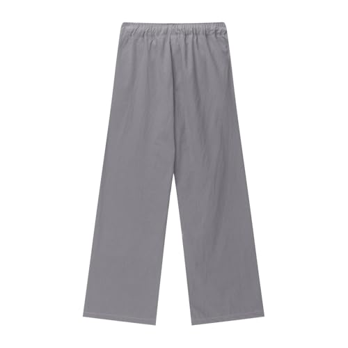 Moonker Boys Girls Linen Pants for Teens Kids Straight Wide Leg LLLLLL High Elastic Waist Solid Color Girls Long3
