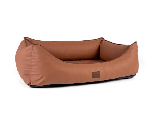 TrendPet Runa, Orthopädisches Kunstlederbett für Hunde, modisch in Kupfer und Grau (Kupfer, 100x75x30 cm)