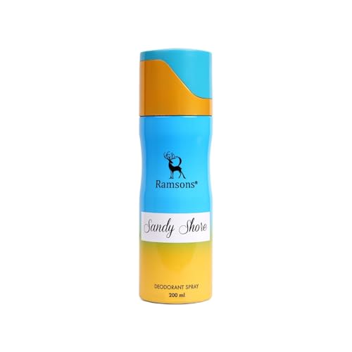 Image of Ramsons - SANDY SHORE Deodorant Spray | 200 ML | Body Perfume For Women | TN - Mint, Lavender, Bergamot, Mandarin orange, Lemon | MN - Sea grass, Ginger, Jasmine, Rose | BN - Musk, Sandalwood, Cedar