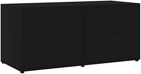 vidaXL TV Cabinet with Drawers Living Room Bedroom Indoor Household Furniture Hifi Media Stand Stereo Cabinet TV Unit Storage Black Engineered Wood