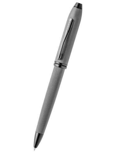 Stylo à bille Cross Townsend gris ardoise poli à gravure diamant et attributs PVD