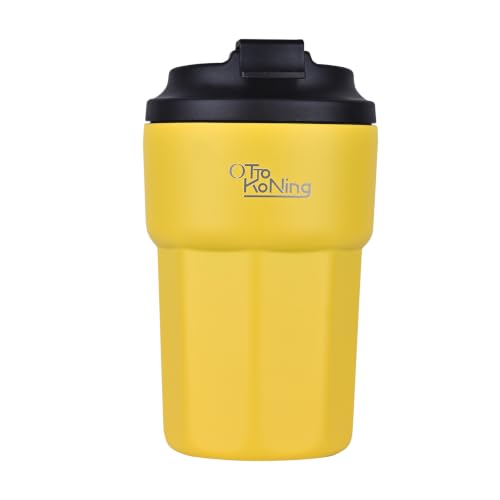 Otto Koning Termo Café 350 ml, Vaso Térmico Acero Inoxidable Antigoteo | Doble pared aislante, acero inoxidable 18/8, libre de BPA, apto portavasos, ideal oficina, viaje y regalo