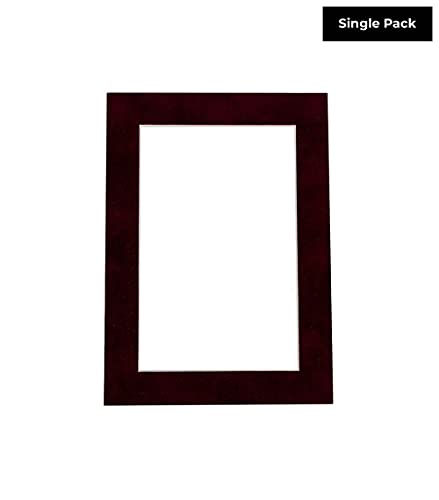 12x16 Mat Bevel Cut for 9.5x13 Photos - Acid Free Dark Red Suede Precut Matboard With Backing Board and Crystal Clear, Self Seal Mat Bag - For Pictures, Framing - 4-ply Thickness