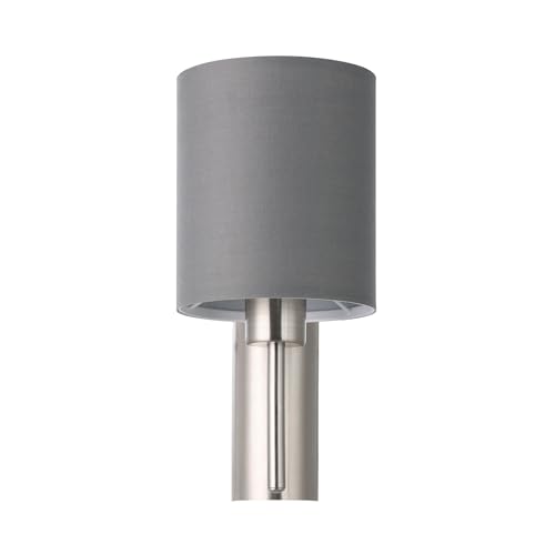 EGLO Wandlampe Pasteri, 1 flammige Textil Wandleuchte, Wohnzimmerlampe aus Metall in Silber und Stoff in Grau, E27 Fassung EGLO Wandlampe Pasteri, 1 flammige Textil Wandleuchte, Wohnzimmerlampe aus Metall in Silber und Stoff in Grau, E27 Fassung